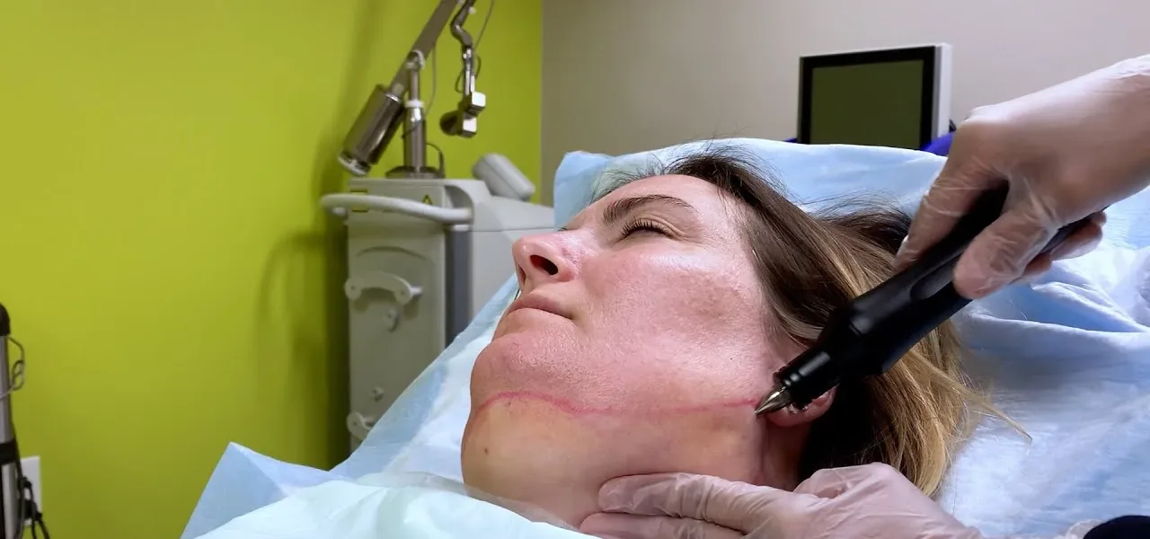 A laser treatment in progress at The Dermatology, Laser & Vein Center in Cincinnati