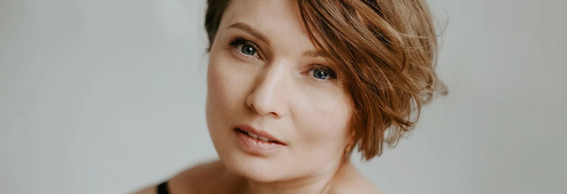 Woman with a smooth, lifted face and neck contour