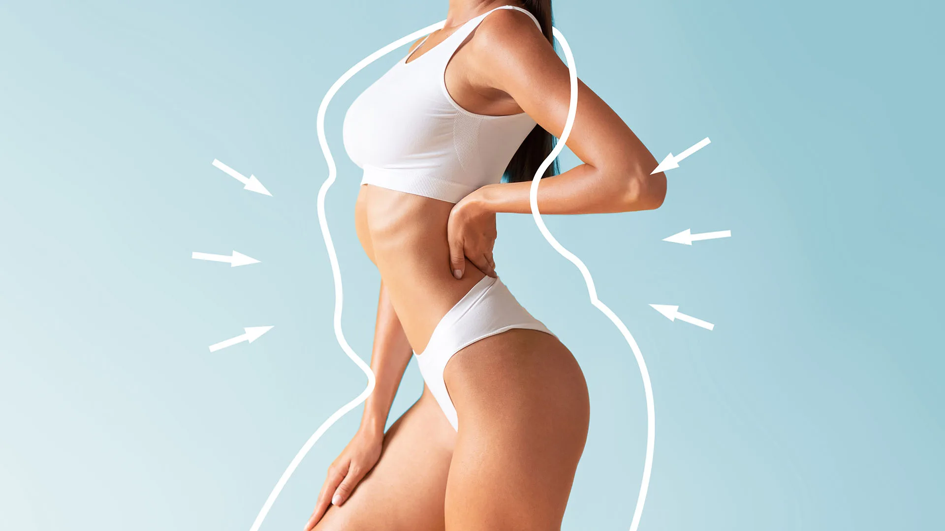 Contoured silhouette with sculpting outlines representing combined hot and cold body sculpting